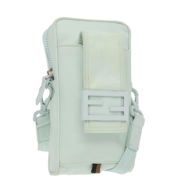 FENDI Shoulder Bag Nylon Light Blue Silver - Picture 1 of 13